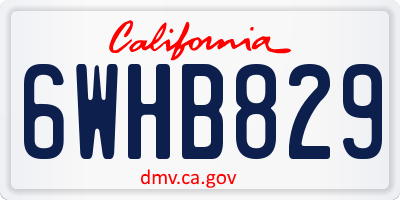 CA license plate 6WHB829