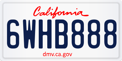 CA license plate 6WHB888