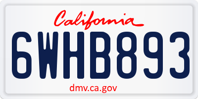 CA license plate 6WHB893
