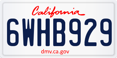 CA license plate 6WHB929