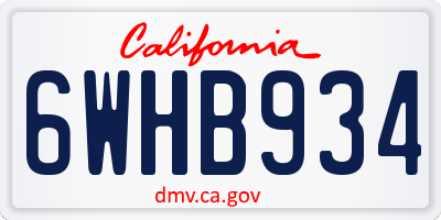 CA license plate 6WHB934