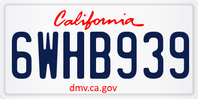 CA license plate 6WHB939