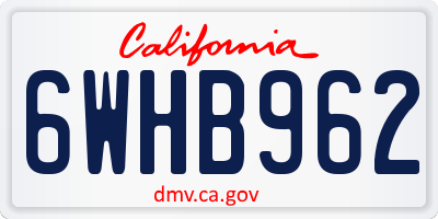 CA license plate 6WHB962