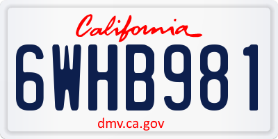 CA license plate 6WHB981
