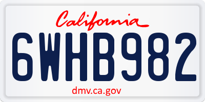 CA license plate 6WHB982