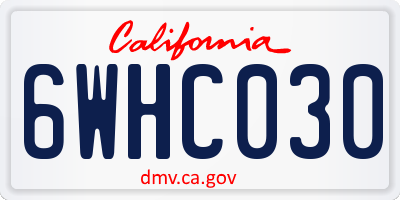 CA license plate 6WHC030