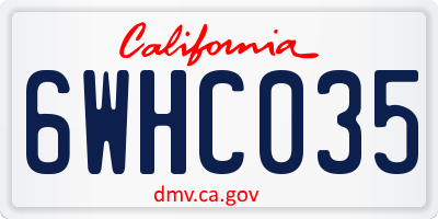 CA license plate 6WHC035