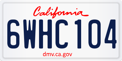 CA license plate 6WHC104