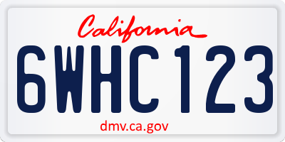 CA license plate 6WHC123