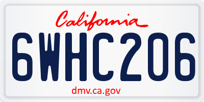 CA license plate 6WHC206