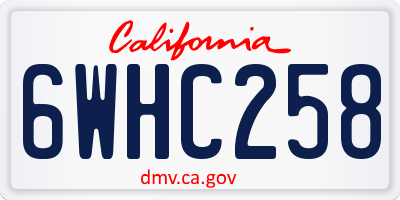 CA license plate 6WHC258