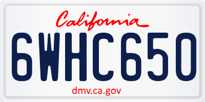 CA license plate 6WHC650