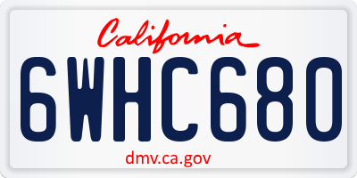 CA license plate 6WHC680