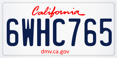 CA license plate 6WHC765
