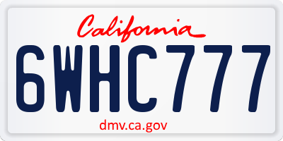 CA license plate 6WHC777
