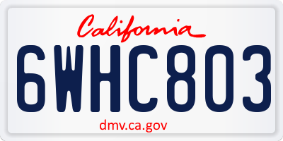 CA license plate 6WHC803