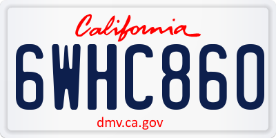 CA license plate 6WHC860