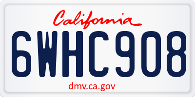 CA license plate 6WHC908
