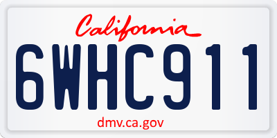 CA license plate 6WHC911