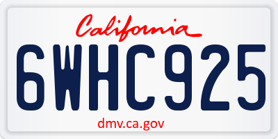 CA license plate 6WHC925