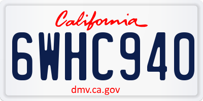 CA license plate 6WHC940