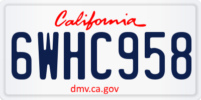 CA license plate 6WHC958