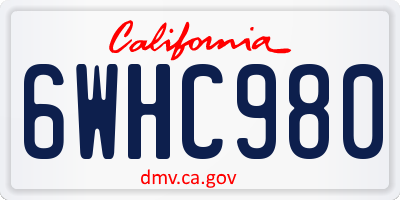 CA license plate 6WHC980