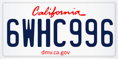 CA license plate 6WHC996