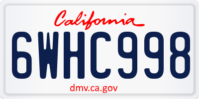 CA license plate 6WHC998