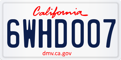 CA license plate 6WHD007