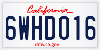 CA license plate 6WHD016