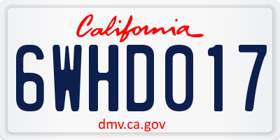 CA license plate 6WHD017
