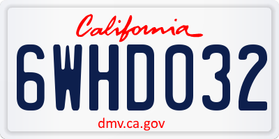 CA license plate 6WHD032