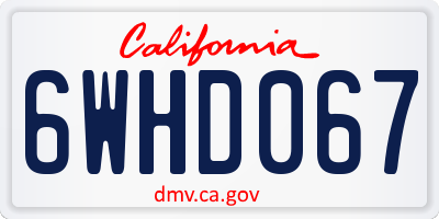 CA license plate 6WHD067