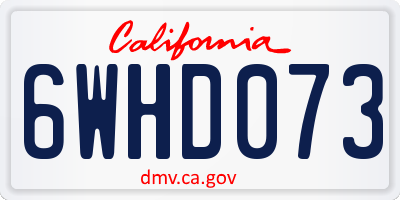 CA license plate 6WHD073