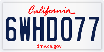 CA license plate 6WHD077
