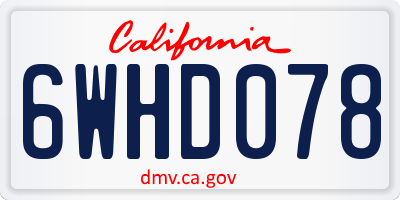 CA license plate 6WHD078