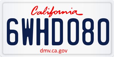 CA license plate 6WHD080