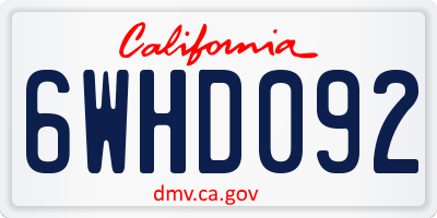 CA license plate 6WHD092