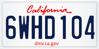 CA license plate 6WHD104
