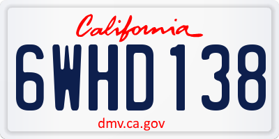 CA license plate 6WHD138