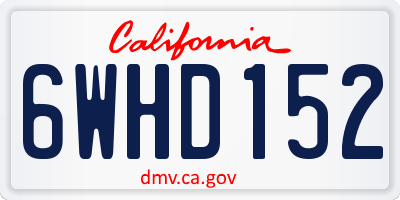 CA license plate 6WHD152