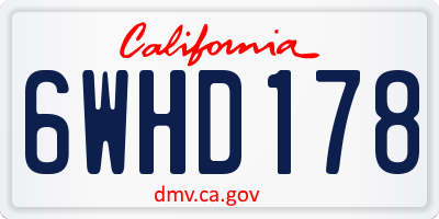 CA license plate 6WHD178