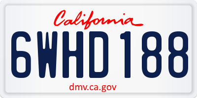 CA license plate 6WHD188