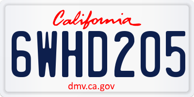 CA license plate 6WHD205