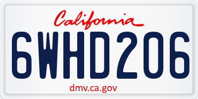 CA license plate 6WHD206