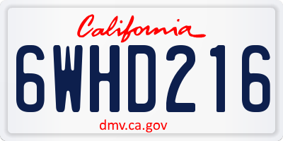 CA license plate 6WHD216