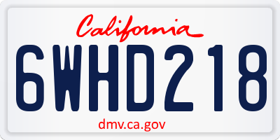 CA license plate 6WHD218