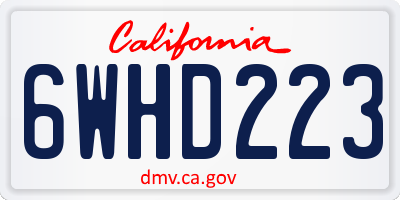 CA license plate 6WHD223