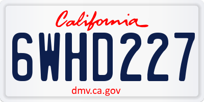CA license plate 6WHD227